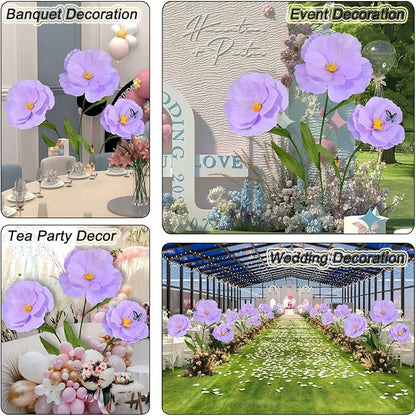 5.8 Ft Giant Artificial Flowers,Large Paper Flower,Huge Poppy Flowers Decoration for Wedding,Hotel,Office,Window Display and Home Farmhouse Decor(Purple)