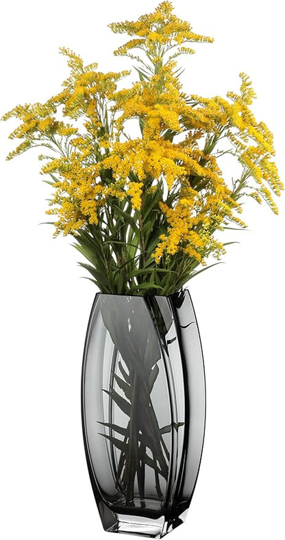 Glass - Vase - Gray - Smoky Black - Grey - 12.6" Height - Heavy Durable - Made in Europe - by Barski