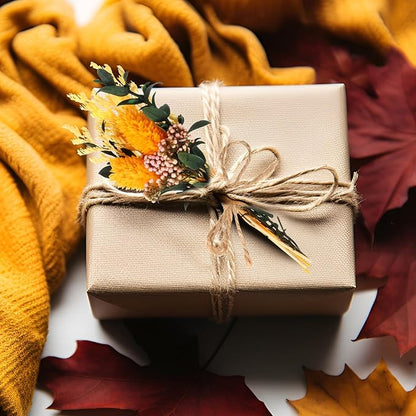 10 Pack Dried Flower Bouquets Mini Dried Flower with Stem Dried Embossing Natural Flower Bundles Artificial Flower Dried Floral Arrangement for Vase DIY Wedding Decor (Orange Series)