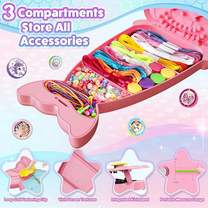 2-in-1 Friendship Bracelet Making Kit, Arts and Crafts for Girls Ages 8-12, Jewelry Making Kit＆DIY Travel Activity Toys Set, Christmas Birthday Gifts for 6 7 8 9 10 11 12 Year Old Teen Girls (Pink)