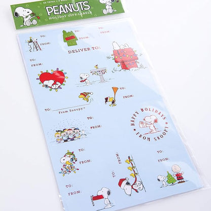 Graphique Peanuts™ Gift Labels | 52 Self-Adhesive Christmas Stickers | 13 Designs with Red Foil Accents | to and from Names | for Holiday Wrapping Paper & Gift Bags