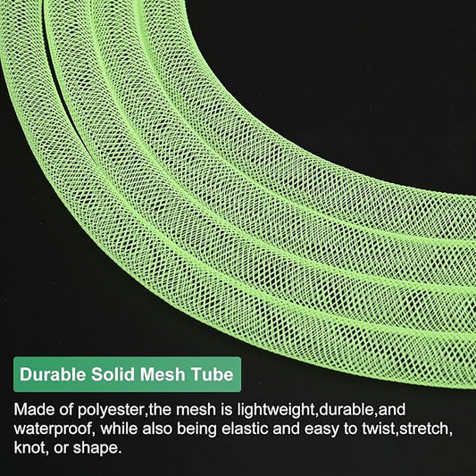 Mesh Tube Ribbon 25 Yards, 10mm Elastic Fabric Ribbons Mesh Tubing for Crafts/Gift Wrapping/Flower Bouquets/Wedding/Birthday/Holiday/Wreaths Christmas/Decoration[Light Green]