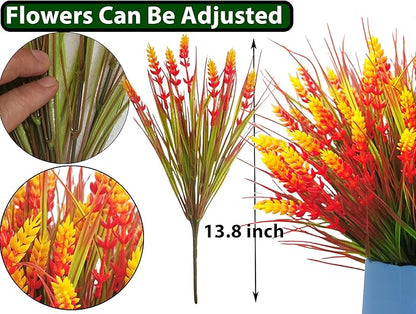 Artificial Plants Outdoor, 20 Pcs Fake Mums Flowers UV Resistant Outdoor Plants, Artificial Fall Flowers Plastic Faux Plants Shrubs for Home Porch Garden Yard Window Box
