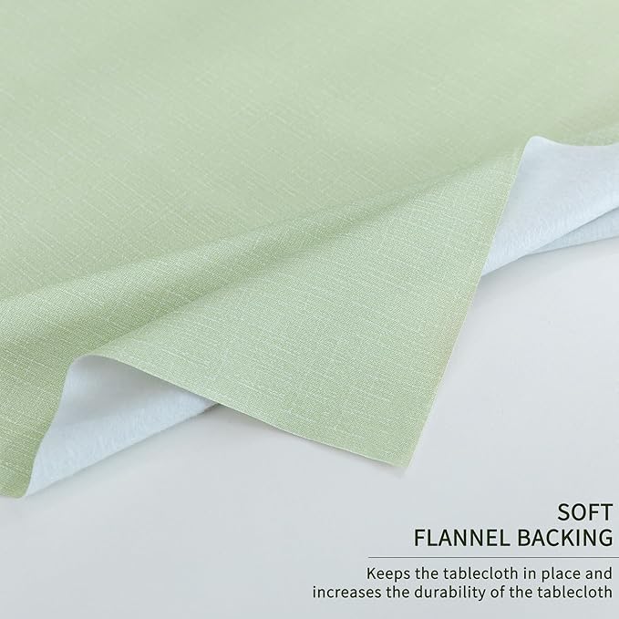 Rectangle Table Cloth,100% Waterproof Tablecloth Oil Proof Spill Proof Vinyl Table Cloth, Wipe Clean Plastic Table Cover for Dining, Camping, Indoor and Outdoor 54" x 120",Green