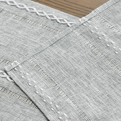 Artoid Mode Grey Rustic Cotton Linen Table Runner, Seasonal Embroidered Hollow Kitchen Dining Table Decoration for Home Party Decor 13x108 Inch