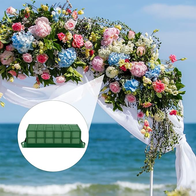 12 Packs Floral Foam Cage Rectangle Flower Cage Holders with Floral Foam Flower Arrangement Supplies for Fresh Flowers, Home Wedding Decorations, 11.8 x 4.3 x 3.1 Inches