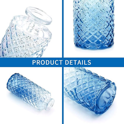 Brajttt Bud Vase Set of 25, Dark Blue Vases, Glass Bud Vases in Bulk, Small Vases for Mini Flower Vase Set, Cute Vintage Glass Set for Flower,Wedding,Home,Centerpiece Table Decorations