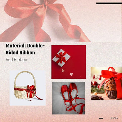 1-1/2 Inch Red Satin Ribbon, 22 Yards Double Faced Fabric Ribbons for Gift Wrapping, Bouquet, Garland, Bowknot, Hair, Crafts, Balloons, Party Decoration