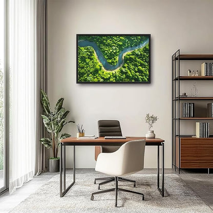 Framed Large Pictures Wall Art for Living Room, Forest River Landscape Oversized Wall Decor Nature Scenery Canvas Print Painting Extra Large Framed Artwork for Bedroom Office 36"x24"