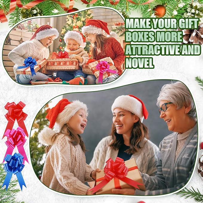 100 Pcs 5 Inch Christmas Pull Bows for Gift Wrapping, Gift Wrapping Pull Bows with Ribbon for Christmas Presents Wedding Decor Basket Bag Holiday Decor(Multicolor)