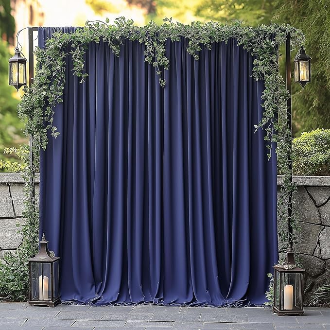 10x10ft Wrinkle Free Navy Blue Backdrop Curtain for Parties Soft Fabric Drapes Wedding Blue Curtain Backdrop for Birthday Party Decorations Background for Photography 5x10ft, 2 Panels