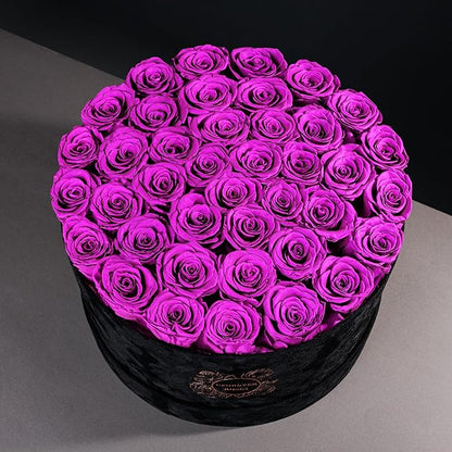 40 Pieces Preserved Roses in Suede Box, Flowers for Mothers Day, Preserved Flowers Gift for Women, Purple