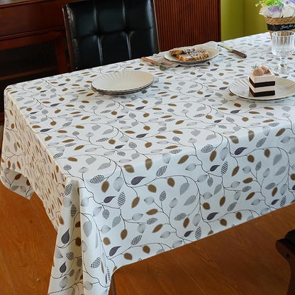 Rectangle Table Cloth,100% Waterproof Tablecloth Oil Proof Spill Proof Vinyl Table Cloth, Wipe Clean Plastic Table Cover for Dining, Camping, Indoor and Outdoor 54" x 102",Leaf