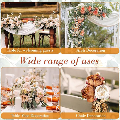 Zeyune 50Pcs Wedding Artificial Peonies 4 Inch Fake Silk Peony Faux Artificial Valentine Flower Bulk Rose Flower Head for Valentine Decoration Vintage Wedding Home Office(Orange and Milky White)