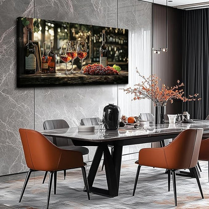 hyidecorart Dining Room Wall Art Wine Glass Canvas Wall Pictures Kitchen Art Wall Decor Still Life Goblet Prints Painting Landscape Poster Bar Living Room Office Artwork Modern Home Decoration 24x48
