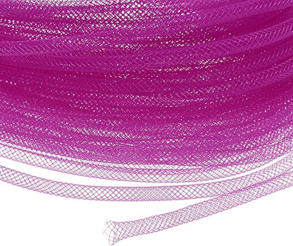 Mesh Tube Ribbon 45 Yards, 4mm Elastic Fabric Ribbons Mesh Tubing for Crafts/Gift Wrapping/Flower Bouquets/Wedding/Birthday/Holiday/Wreaths Christmas/Decoration[Persian Rose]