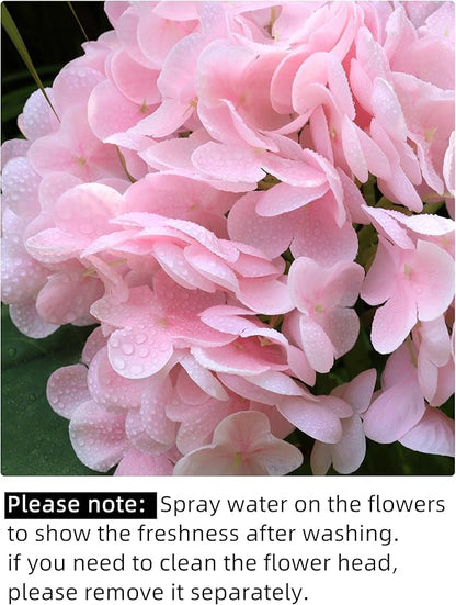 4pcs 21" Faux Pink Hydrangeas Artificial Flowers, Real Touch Silk Hydrangea Flowers with Stems for Bridal Wedding Bouquet Party Home Decor