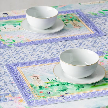 Maison d' Hermine Placemat 100% Combed Cotton Premium Cloth Placemats 13"x19" Washable Place Mats, Home, Kitchen, Dining, Cocktail Parties & Camping -Luberon (Set of 4)