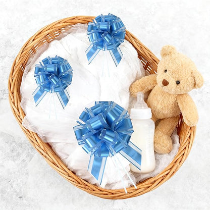 10-Pack Turquoise Blue Pull Bows for Gift Wrapping - 6 Inch Reusable Ribbon Bows, Large Instant Floral Decor Bows for Wedding, Christmas, Birthday Decor, Gift Basket & Party Decorations