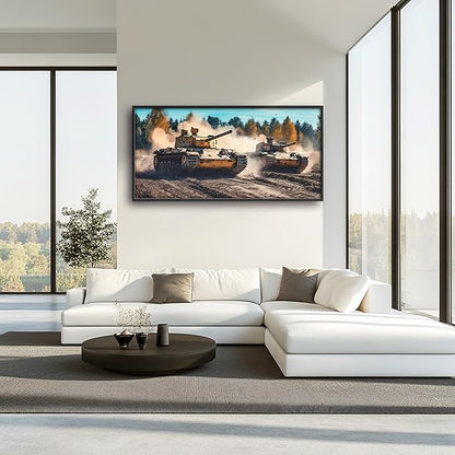 Military Tanks Large Wall Art Framed Wall Decor for Living Room, Tank Pictures Oversized Canvas Print Painting Modern Extra Large Framed Artwork for Bedroom Office Home Decor 60"x30"