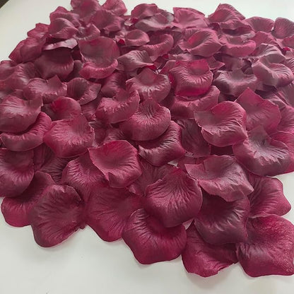 Separated 1500 PCS Artificial Burgundy Rose Petals for Romantic Night,Faux Wine Red Flower Petals for Flower Girl Weddings Valentine Day Party Romantic Decoration(Ready-to-use)
