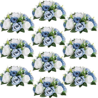 Flower Centerpieces for Wedding Tables: Wedding Table Decorations Dusty Blue & White Flower Balls Centerpieces for Engagement Cerebration Party Center Pieces 10 Packs