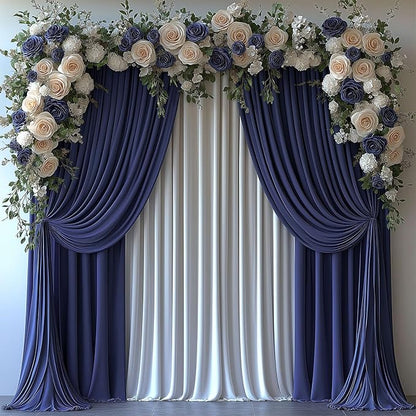 30x10ft Wrinkle Free Navy Blue Backdrop Curtain for Parties Soft Fabric Drapes Wedding Curtain Backdrop for Birthday Party Decorations Background for Photography 5x10ft, 6 Panels