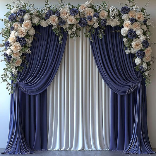 30x10ft Wrinkle Free Navy Blue Backdrop Curtain for Parties Soft Fabric Drapes Wedding Curtain Backdrop for Birthday Party Decorations Background for Photography 5x10ft, 6 Panels