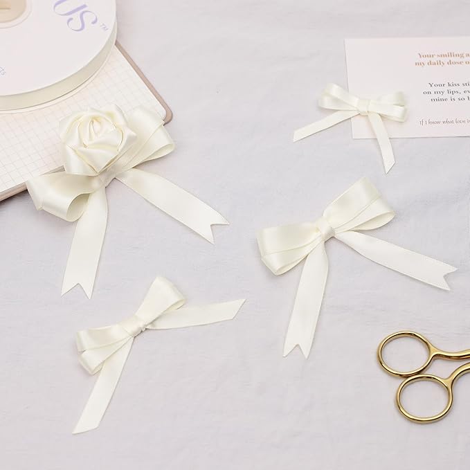 Cream Satin Ribbon, Double Faced 1/2 Inch X 50 Yards Cream Ribbon, Premium Satin Ribbon for Gift Wrapping, Crafts, Hair Bow Making, Sewing, Flower Bouquet, Wedding Party Decor