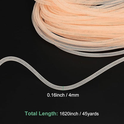 Mesh Tube Ribbon 45 Yards, 4mm Elastic Fabric Ribbons Mesh Tubing for Crafts/Gift Wrapping/Flower Bouquets/Wedding/Birthday/Holiday/Wreaths Christmas/Decoration[Yellow Orange]