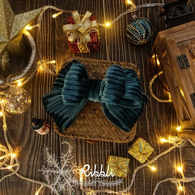 Ribbli Glossy Teal Green Velvet Wired Ribbon 2.5 Inch Striped Velvet Christmas Ribbon for Gift Wrapping Christmas Tree Decoration Crafts Wreaths Supplies-Continuous 10 Yards