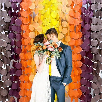 192Ft Fall Party Decorations Big Circle Dots Backdrop Garland Yellow Orange Burgundy Brown Tissue Paper Polka Dot Hanging Streamers for Birthday Wedding Fall Autumn Thanksgiving Harvest Party Supplies