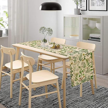 Vintage Botanical Mushroom Table Runner Wild Floral Retro Boho Plants Herbs Ferns Dinner Runner for Farmhouse Cabin Home Kitchen Dining Holiday Party Decor 13x70in