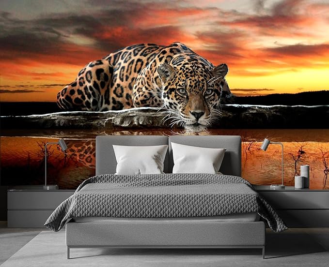 Animal Leopard 3D Wallpaper Mural 103" x 69" (Not Self Adhesive)
