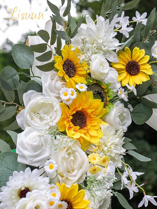 Wedding Arch Flowers, Artificial Flowers for Decoration, Large Flower Swag for Boho Styles Wedding Ceremony Floral Decor - Pack of 2
