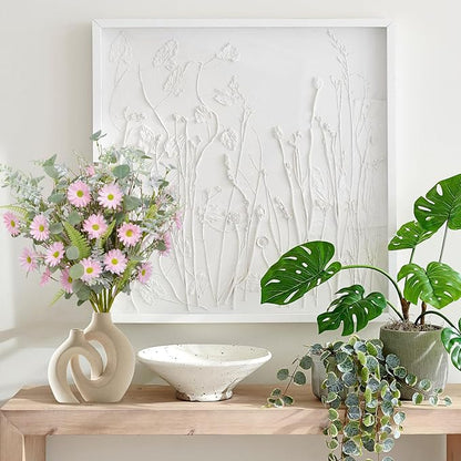 Artificial Pink Daisy Floral Stem with Eucalyptus and Greenery - 30 Inch 6 Bundles Faux Flower for Spring Summer Realistic Silk Flowers for Home Wedding Decor