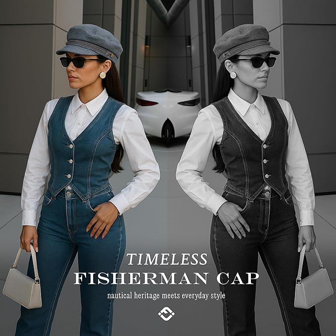 Funky Junque Newsboy Hat for Women – Trendy Greek Fisherman Cap, Classic Women's Baker Boy Newsies Hat, Ladies Fashion Caps