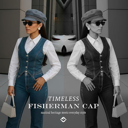 Funky Junque Newsboy Hat for Women – Trendy Greek Fisherman Cap, Classic Women's Baker Boy Newsies Hat, Ladies Fashion Caps
