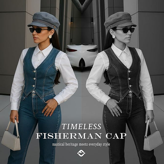 Funky Junque Newsboy Hat for Women – Trendy Greek Fisherman Cap, Classic Women's Baker Boy Newsies Hat, Ladies Fashion Caps