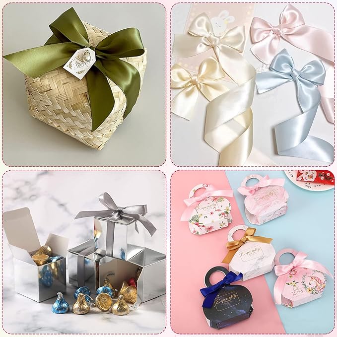 White Ribbon for Gift Wrapping, 1 inch Polyester Satin Hair Ribbon for Flower Bouquet, Weeding Decoration, Baby Shower, Crafts Bows Fabric Christmas Ribbons 25 Yards