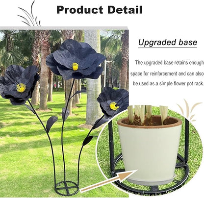 5.9 Ft Large Paper Artificial Flowers,Giant Flowers for Decoration,Standing Huge Handcrafted Poppy Flowers for Garden,Hotel,Office,Photography Props,Wedding,Art Gallery,Shop Window Display(Black)