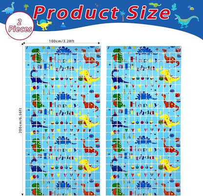 Dinosaur Birthday Party Decorations 2 Pack Dinosaur Foil Fringe Curtains 3.28 x 6.56Ft Tinsel Curtain Backdrop Blue Photo Booth Backdrop Dino Theme Birthday Party Supplies for Kids Boys Girls