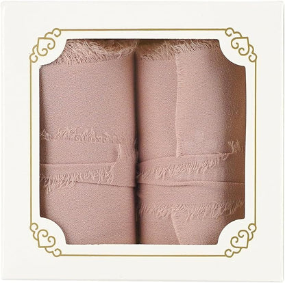 MEEDEE Dusty Rose Chiffon Ribbon 3 Inch Fringe Ribbons Dark Pink Chiffon Silk Frayed Edge Ribbon Wide Chiffon Ribbons for Crafts, Flower Bouquet, Wedding Favors Wrapping (2 Rolls 10 Yards)