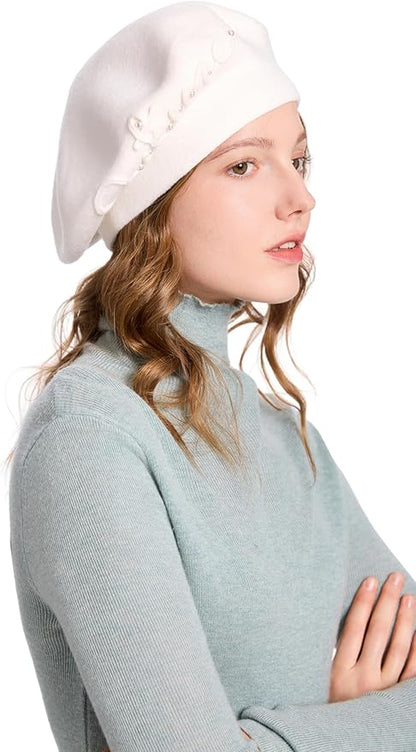 Winter Women French Beret Hat Kaschmir Solid Color Knitted Berets