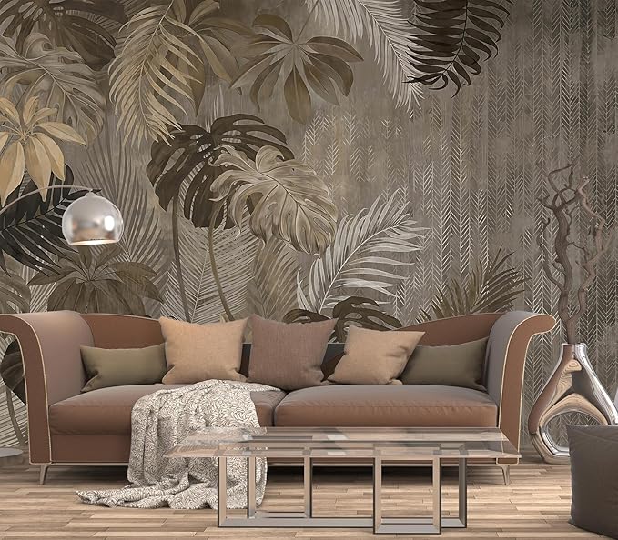 Cliouar-Turtle Backed Bamboo Plantain Leaf Plant Wall Mural Wallpaper Peel and Stick 160" x 114"