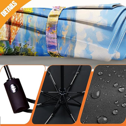 Small Compact Travel Automatic Folding Umbrella for Women, Portable Lightweight, Rain, Wind, UV Sun Shade