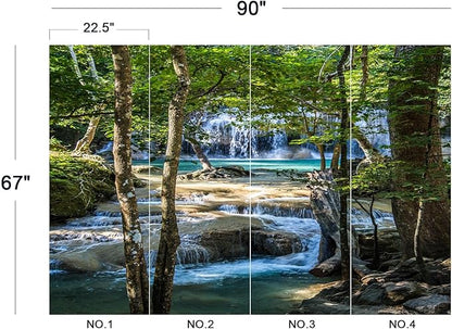 Cliouar-Erawan Waterfall in Kanchanaburi Mural Wallpaper Peel and Stick 90" x 67"