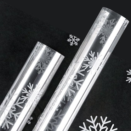 LeZakaa 20 Sheets Flower Wrapping Paper, White Snowflake Print, Waterproof Transparent Floral Bouquet Paper for Gift Baskets Bouquets, DIY Crafts, for Christmas, Winter Holiday, Valentines, Birthday