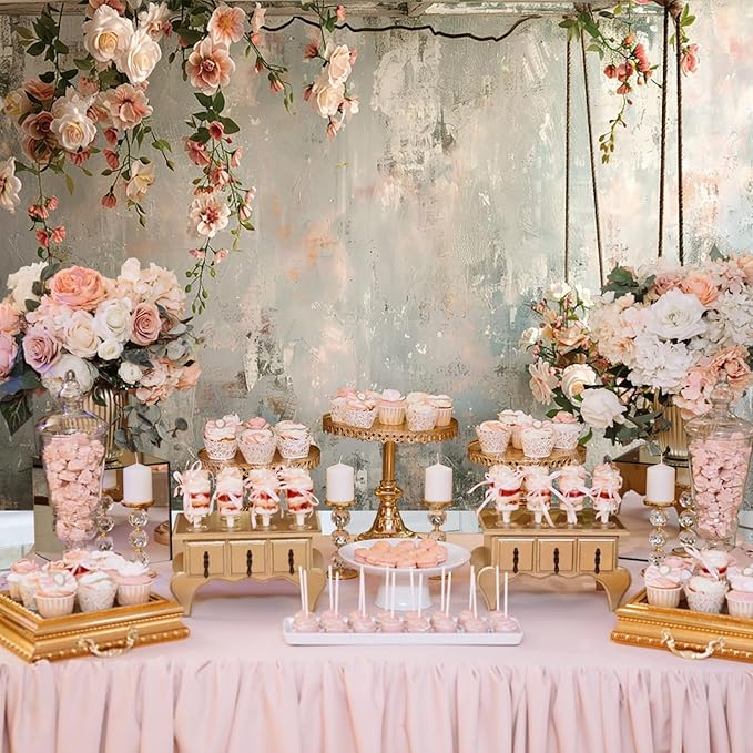 Baocicco 15x10ft Vinyl Vintage Flowers Wall Photography Backdrop Pink Rose Retro Wall Old Style Background Photo for Medieval Wedding Banner Bridal Shower Party Decors Princess Girls Birthday Studio