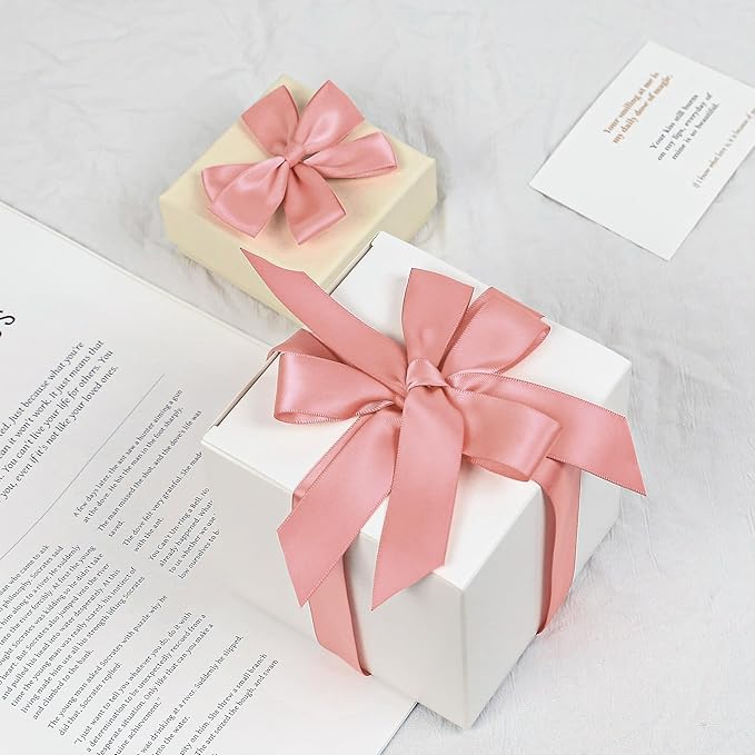 Rose Gold Satin Ribbon, Double Faced 7/8 Inch X 50 Yards Rose Gold Ribbon, Premium Satin Ribbon for Gift Wrapping, Crafts, Hair Bow Making, Sewing, Flower Bouquet, Wedding Party Decor